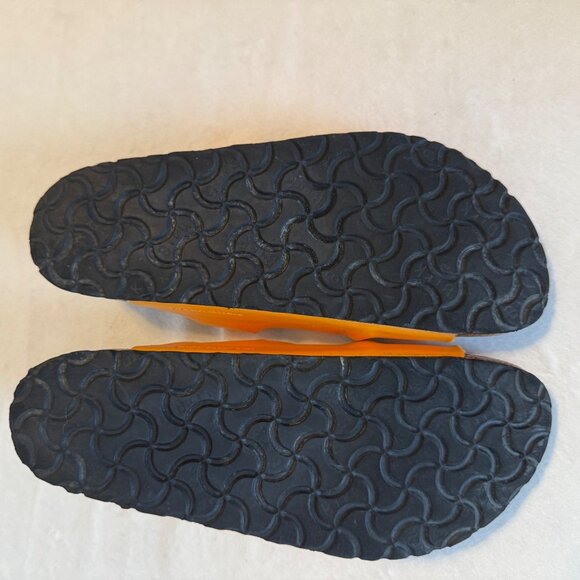 SIZE 39 8 N Birkenstock Florida Birko-Flor Orange 3 Strap Sandals - Picture 9 of 9